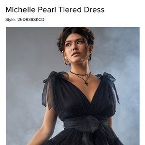 Francesca’s Black Michelle Pearl Tiered Dress